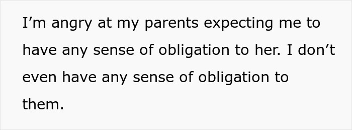 Text expresses anger at parents for expecting obligation to a toxic sis, highlighting strained family relationships. Text expresses anger at parents for expecting obligation to a toxic sis, highlighting strained family relationships.