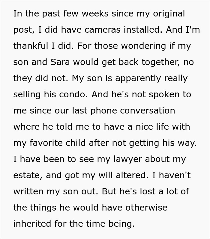Son selling condo, not speaking to dad, and has lost inheritance after stealing family heirloom to propose. Son selling condo, not speaking to dad, and has lost inheritance after stealing family heirloom to propose.