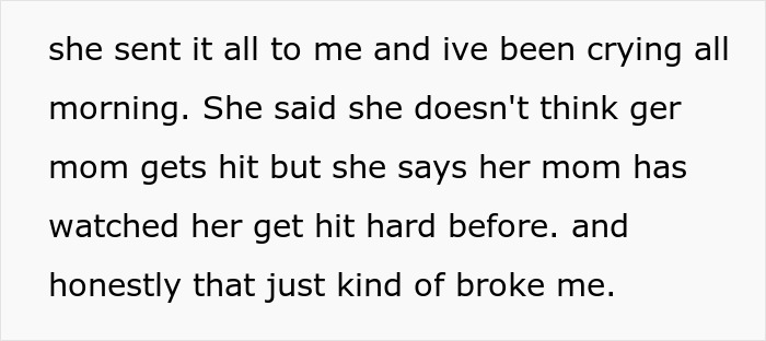 Text describing a friend's daughter suffering, with the friend's own daughter crying about being hit. Text describing a friend's daughter suffering, with the friend's own daughter crying about being hit.