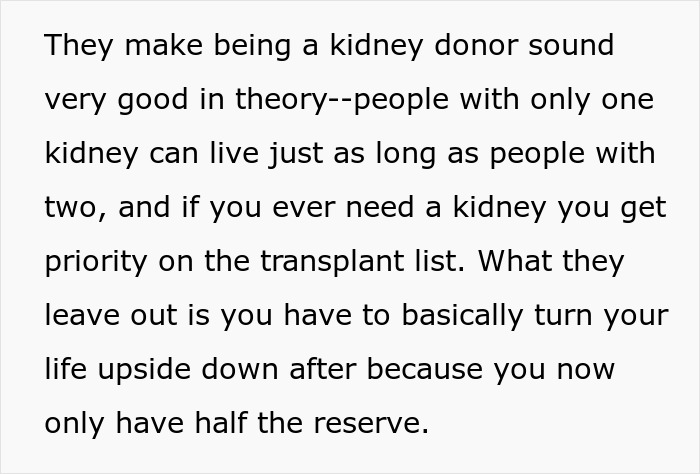Text snippet: They make being a kidney donor sound very good in theory... A woman discusses the costly price of donating a kidney. Text snippet: They make being a kidney donor sound very good in theory... A woman discusses the costly price of donating a kidney.