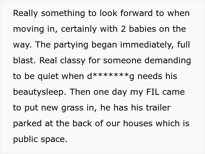 Text snippet about partying and new parents with babies, mentioning new parents and rude neighbor. Text snippet about partying and new parents with babies, mentioning new parents and rude neighbor.
