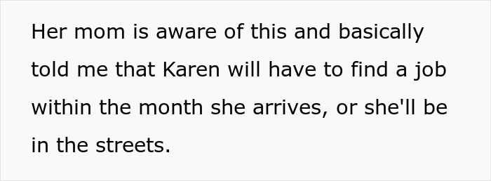 Text about half-sis finding a job, or else she will be in the streets.