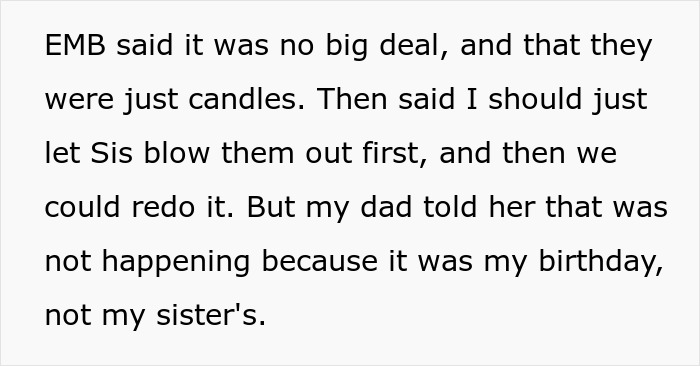 Text about a spoiled sister wanting to blow out birthday candles, becoming a brother's nightmare with an enabling mom. Text about a spoiled sister wanting to blow out birthday candles, becoming a brother's nightmare with an enabling mom.