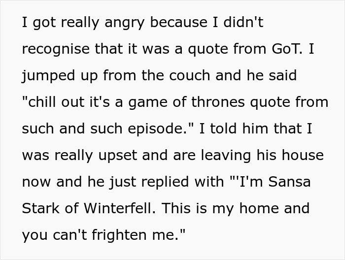Guy Thinks Game Of Thrones Quotes Make Insults Clever, Writes GF Out Of The Story When She Complains Guy Thinks Game Of Thrones Quotes Make Insults Clever, Writes GF Out Of The Story When She Complains
