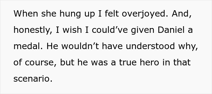 The overjoyed babysitter reflects on the childs unintended heroism against the aunt's bullying.