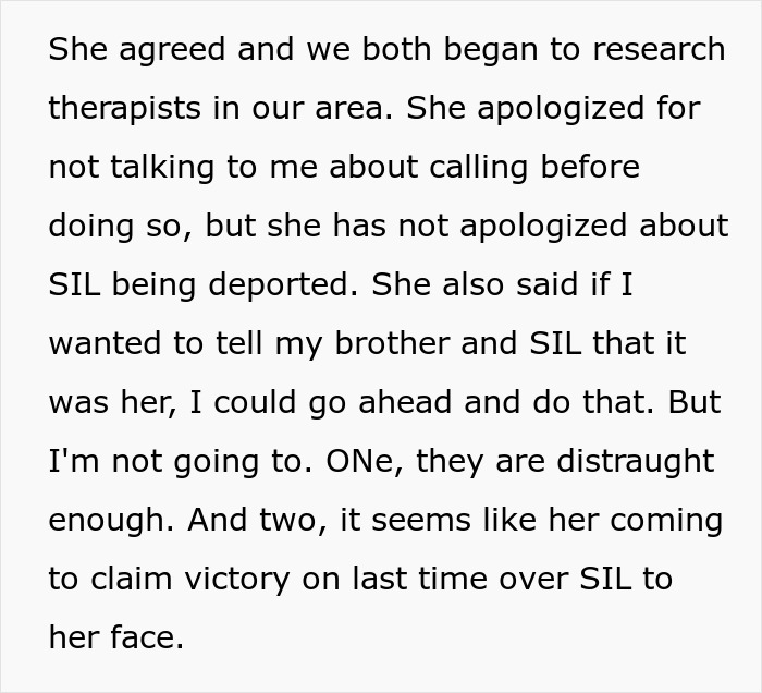 A screenshot of a story where a wife apologizes for her jealousy and the secret police call leading to deportation.