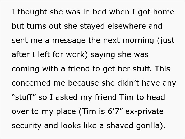 Screenshot of a Reddit post detailing a woman moving into a guy's house and not respecting boundaries, causing concern for the guy.