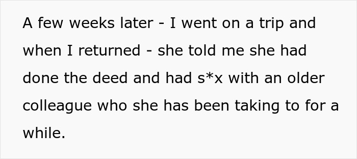 A screenshot of text detailing the wife's encounter with her colleague, showing the marriage's impact.