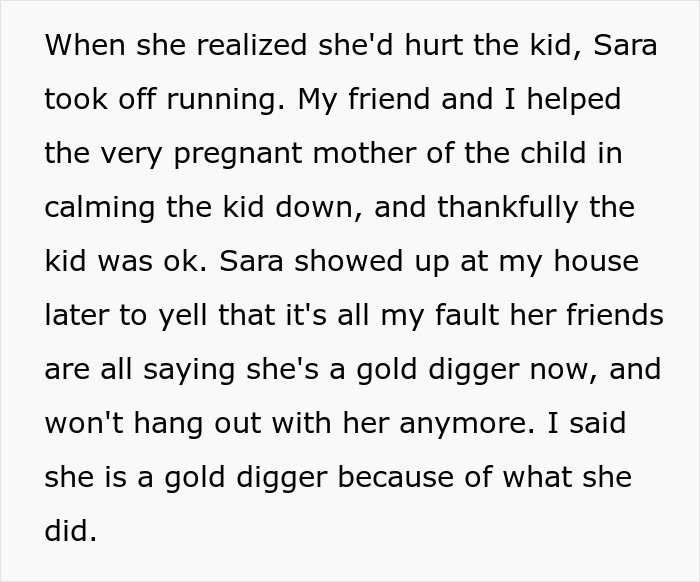 Sara yells at dad after hurting child, claiming gold digger accusations are dad's fault for stolen heirloom. Sara yells at dad after hurting child, claiming gold digger accusations are dad's fault for stolen heirloom.