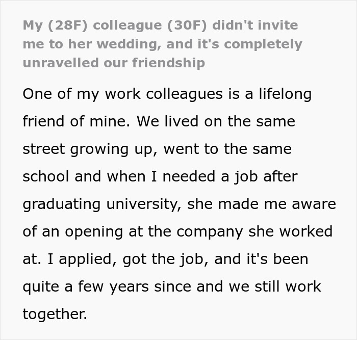 Woman Thinks She’s Found A Bestie At Work, Her Wedding Invite List Reveals She’s Just A Coworker Woman Thinks She’s Found A Bestie At Work, Her Wedding Invite List Reveals She’s Just A Coworker