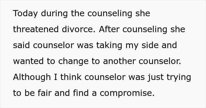 A wife threatens divorce during counseling, wanting new rules in an open marriage after husband meets another woman. A wife threatens divorce during counseling, wanting new rules in an open marriage after husband meets another woman.