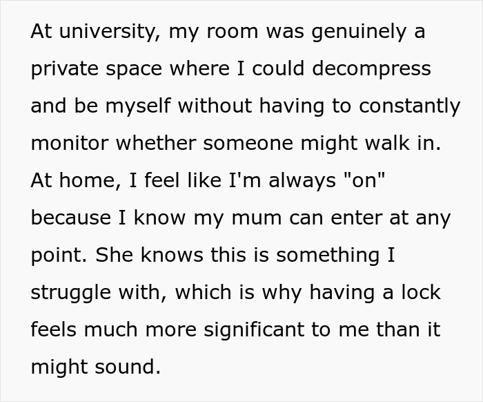 A controlling mom walking in on her daughter, who feels her room is no longer a private space to decompress. A controlling mom walking in on her daughter, who feels her room is no longer a private space to decompress.