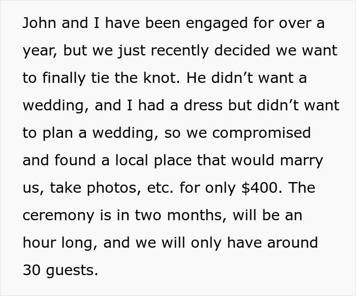 Text outlining a bride and grooms plan to tie the knot, leading to marriage advice discussions. Text outlining a bride and grooms plan to tie the knot, leading to marriage advice discussions.