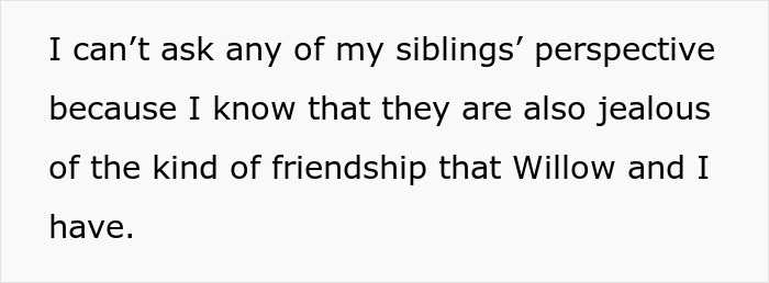 Text from a woman about her siblings' jealousy, related to in-laws throwing a massive tantrum on family vacation. Text from a woman about her siblings' jealousy, related to in-laws throwing a massive tantrum on family vacation.