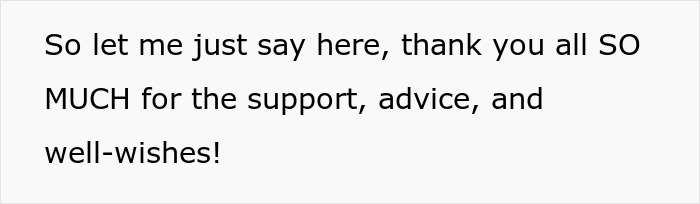 A screenshot of text thanking people for their support regarding GF having female friends and a coworker.