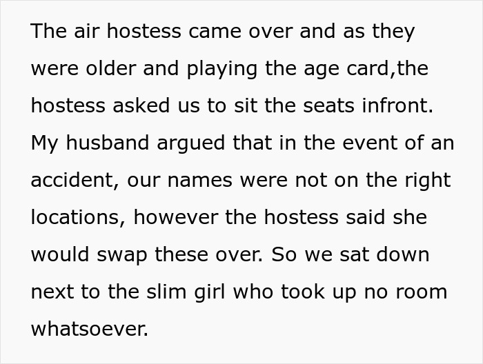 Elderly passengers on a plane, playing the age card to steal couple’s seats. Elderly passengers on a plane, playing the age card to steal couple’s seats.