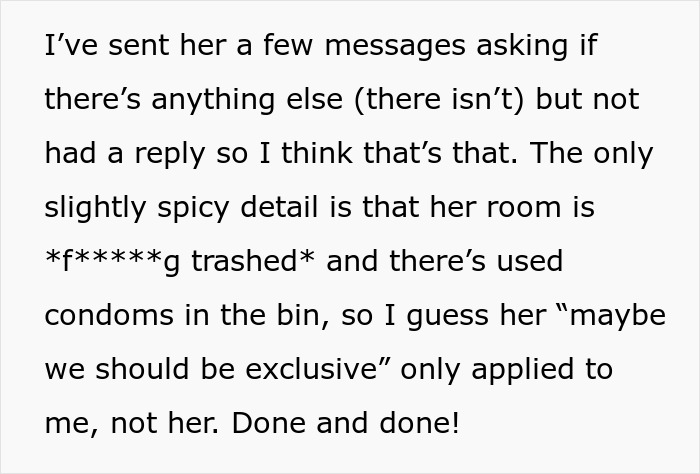 Screenshot of a Reddit post about the aftermath of a woman moving into a guy's house, revealing trashed room and broken boundaries.