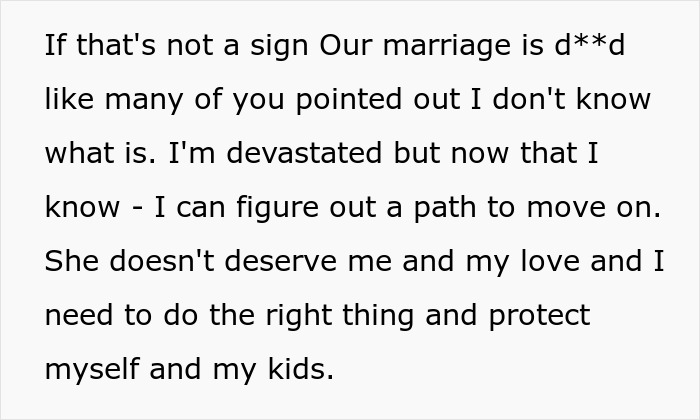 Text snippet about realizing marriage is doomed and need to move on and protect himself and kids.