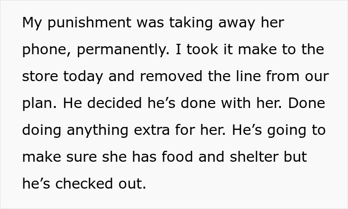 Text snippet about the husband's kid's phone being taken away permanently due to constant drama and issues. Text snippet about the husband's kid's phone being taken away permanently due to constant drama and issues.