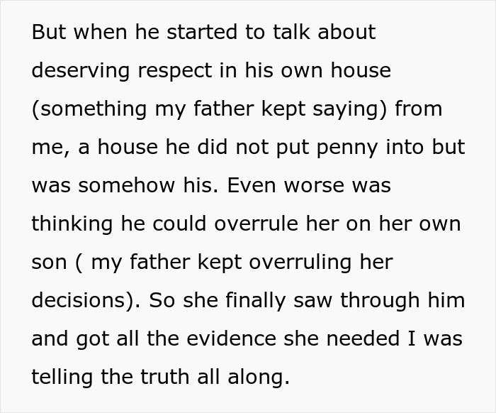 Text snippet: mom realized her new boyfriend was entitled and setting rules for her son, gathering evidence. Text snippet: mom realized her new boyfriend was entitled and setting rules for her son, gathering evidence.
