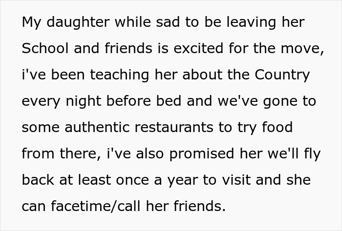Text about a daughter excited for a move, taught about a new country after a sister tries to kidnap a baby. Text about a daughter excited for a move, taught about a new country after a sister tries to kidnap a baby.