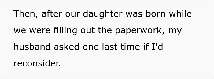 Screenshot of text about husband wanting daughter named after his best friend and wife discovering they were engaged. Screenshot of text about husband wanting daughter named after his best friend and wife discovering they were engaged.