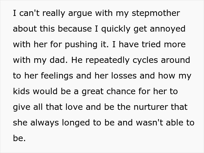 A woman retires hoping to experience motherhood through grandkids, a daughter shuts it down, as seen in the text. A woman retires hoping to experience motherhood through grandkids, a daughter shuts it down, as seen in the text.