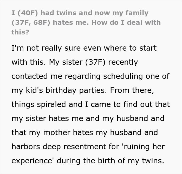 Whole Family Dynamic Changes After Woman Gives Birth To Twins, Now Everyone Hates Her