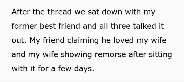 A screenshot of a Reddit post update about a poly wife, husband, and his best friend talking things out. A screenshot of a Reddit post update about a poly wife, husband, and his best friend talking things out.