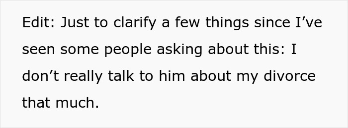 A woman clarifies her relationship with her bestie, stating she doesn't constantly talk to him about her divorce. A woman clarifies her relationship with her bestie, stating she doesn't constantly talk to him about her divorce.