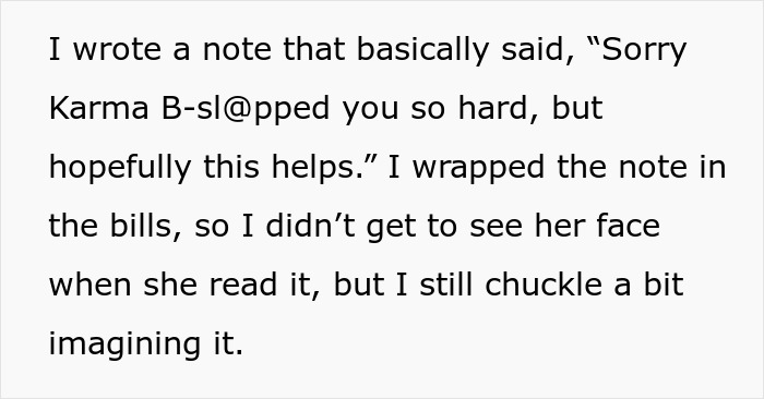 A manager fires cashier for reporting theft. Cashier kept incriminating evidence. The post shows text about a note and bills. A manager fires cashier for reporting theft. Cashier kept incriminating evidence. The post shows text about a note and bills.