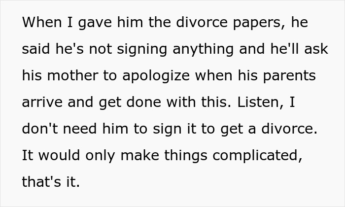 A screenshot of text describing a woman leaving her son due to MIL interference. A screenshot of text describing a woman leaving her son due to MIL interference.