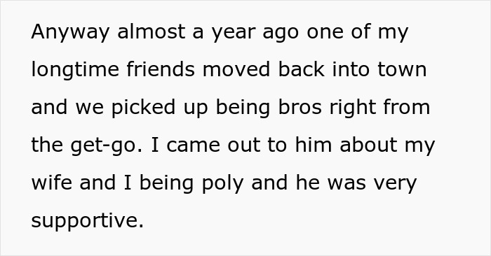 Text snippet: hubby's best friend moved back to town and was supportive of the poly lifestyle. Text snippet: hubby's best friend moved back to town and was supportive of the poly lifestyle.