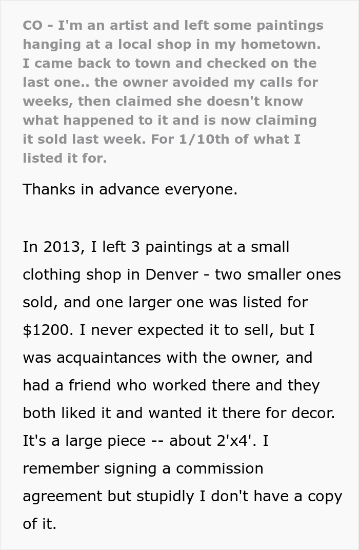 Store Owner Asks Artist To Talk To Her Through A Lawyer Thinking It Would Scare Them But She Gets A Letter Store Owner Asks Artist To Talk To Her Through A Lawyer Thinking It Would Scare Them But She Gets A Letter