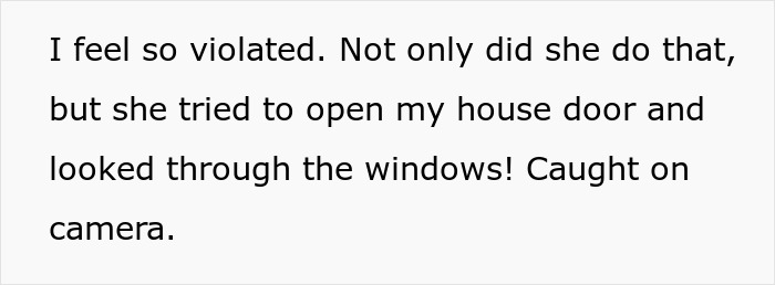 Text bubble: Squatter tries to open house door and looks through windows, caught on camera, a filthy nightmare. Text bubble: Squatter tries to open house door and looks through windows, caught on camera, a filthy nightmare.