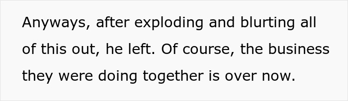 Text discussing the fallout after the affair was exposed, impacting business relationships. Text discussing the fallout after the affair was exposed, impacting business relationships.