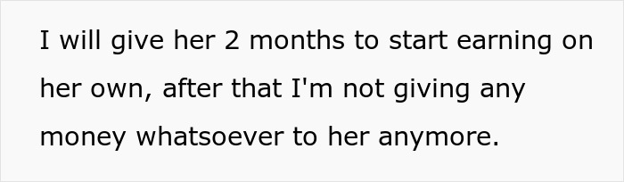 A husband sets a two-month deadline for his wife to earn money after he ends financial support, following open marriage issues. A husband sets a two-month deadline for his wife to earn money after he ends financial support, following open marriage issues.