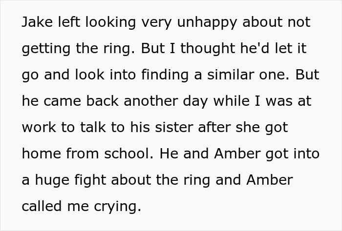 Family heirloom stolen for proposal: Son faces conflict after taking ring for engagement. Family heirloom stolen for proposal: Son faces conflict after taking ring for engagement.