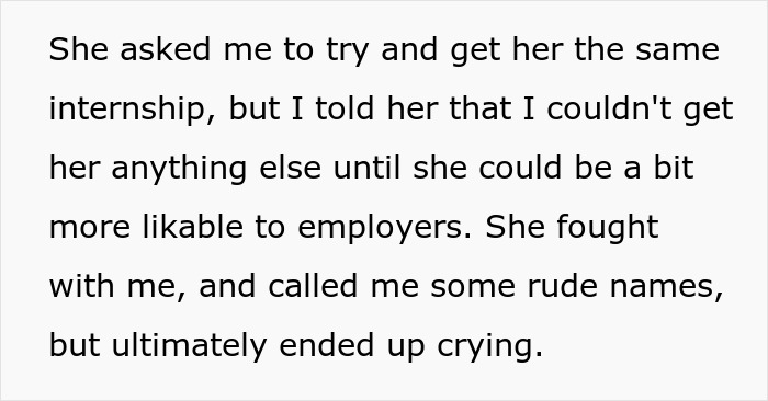 A screenshot continuing the story of a dad blamed for his kids internships, and one child thriving and another not. A screenshot continuing the story of a dad blamed for his kids internships, and one child thriving and another not.