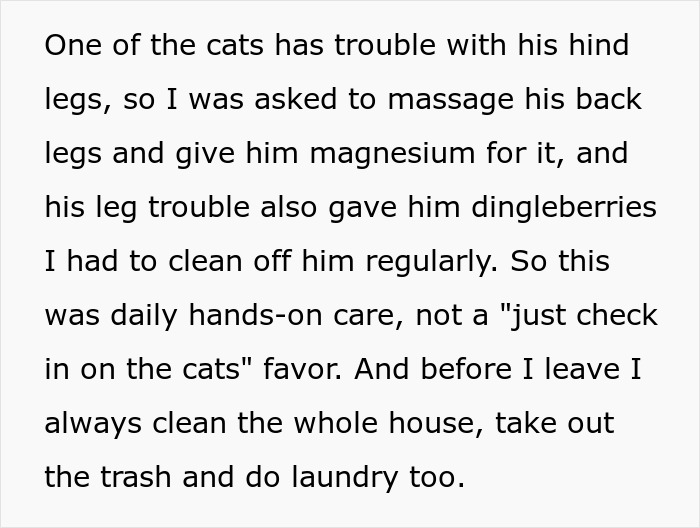 “I Don’t Actually Intend To Give Any Compensation”: Homeowner Says Free Lodging Is Fair For Cat Care “I Don’t Actually Intend To Give Any Compensation”: Homeowner Says Free Lodging Is Fair For Cat Care