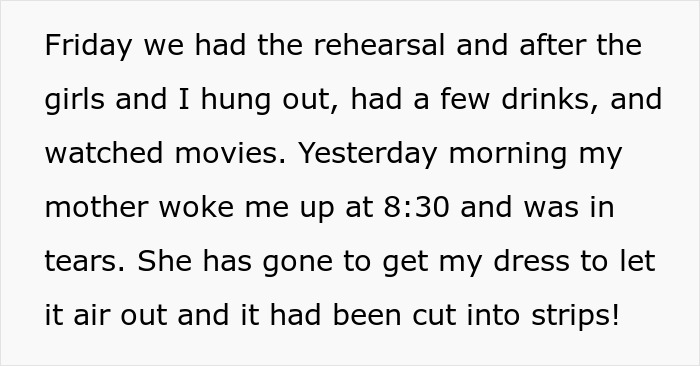 MIL Destroys Bride's Dress Hours Before The Wedding, The Reason Leaves The Whole Family In Tears MIL Destroys Bride's Dress Hours Before The Wedding, The Reason Leaves The Whole Family In Tears