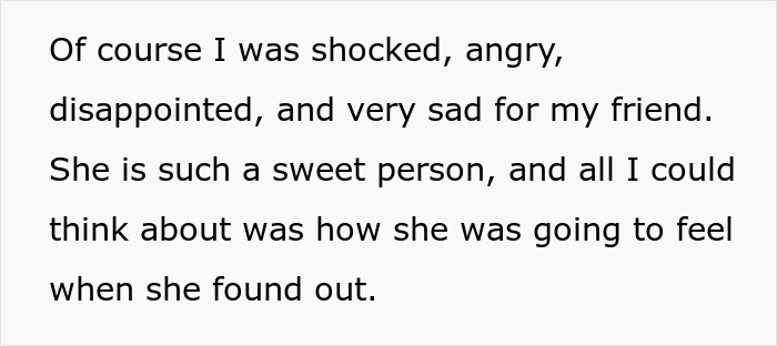 Text describing shock and sadness over a guy's exposed affair and the impact on his friend. Text describing shock and sadness over a guy's exposed affair and the impact on his friend.