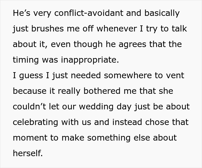 Text describing a conflict-avoidant husband and the inappropriate timing of an apology for stealing a husband. Text describing a conflict-avoidant husband and the inappropriate timing of an apology for stealing a husband.