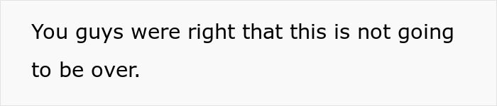 Text stating the half-sis and infertility drama is not going to be over, hinting at more to come.
