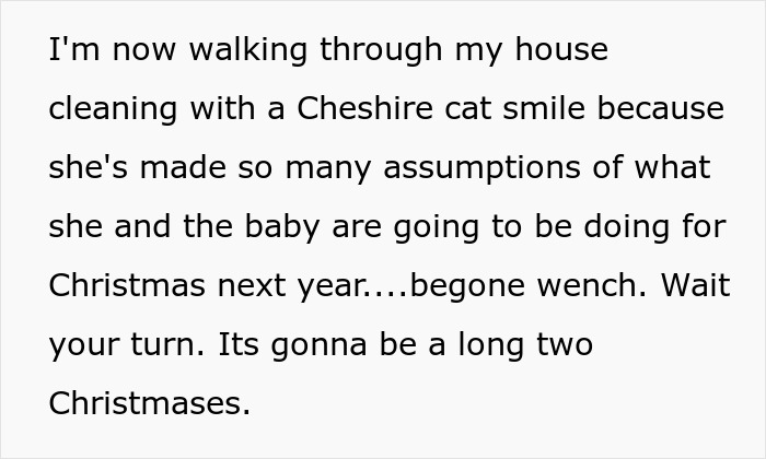 Text snippet expressing satisfaction over future grandma's assumptions about baby's first Christmas. Text snippet expressing satisfaction over future grandma's assumptions about baby's first Christmas.