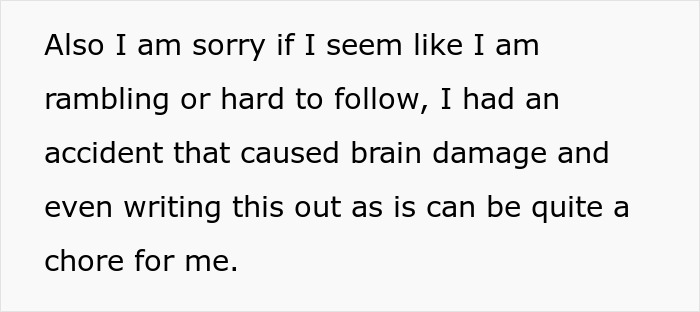 A screenshot of a poly wife describing an accident causing brain damage impacting her writing about her hubby's best friend. A screenshot of a poly wife describing an accident causing brain damage impacting her writing about her hubby's best friend.