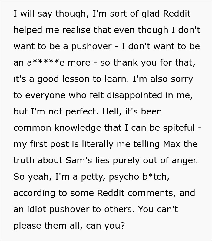 A screenshot of text about the author's reaction to playing friends against each other. A screenshot of text about the author's reaction to playing friends against each other.
