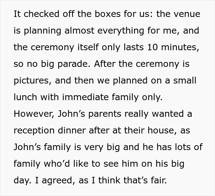 Text explaining a small wedding ceremony and family reception, key parts of the marriage advice article. Text explaining a small wedding ceremony and family reception, key parts of the marriage advice article.
