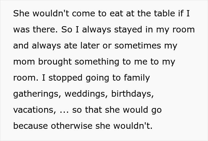 Screenshot of text describing the guy avoiding family gatherings, showing the aftermath of the violent fight with sister.
