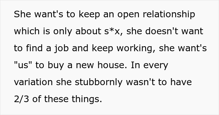A wife wants new rules in an open marriage, demanding a new house and no job after husband meets another woman. A wife wants new rules in an open marriage, demanding a new house and no job after husband meets another woman.